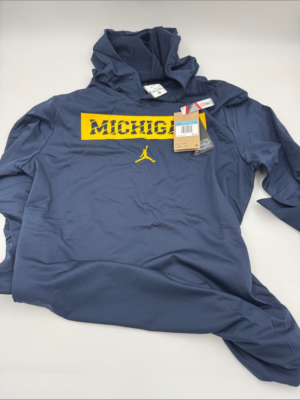 Nike Navy Michigan hoodie long sleeve with Yellow Graphic - New in Packaging